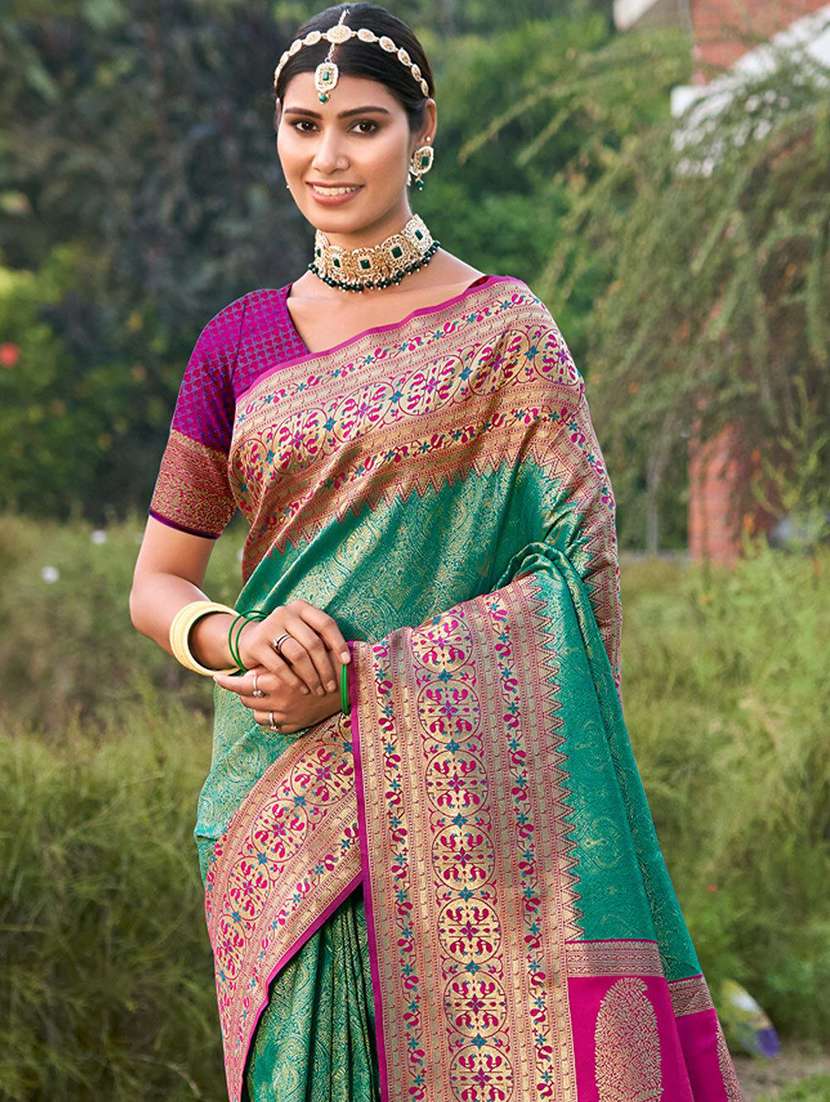 women self design kanjivaram saree with blouse - 22329290 -  Standard Image - 1