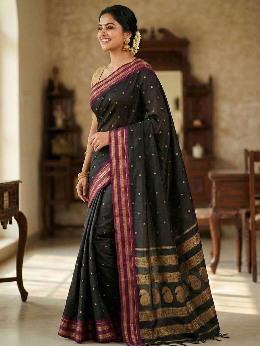 Women Self Design Southern Silk Saree With Blouse - 22329327 -  Standard Image - 1