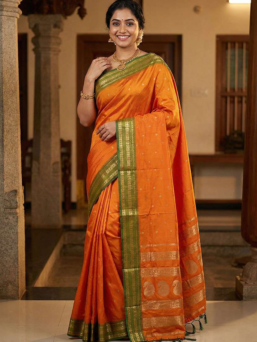 women self design southern silk saree with blouse