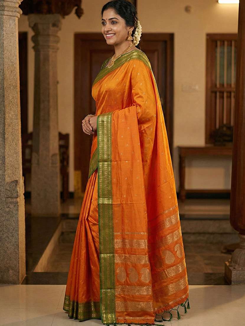 Women Self Design Southern Silk Saree With Blouse - 22329329 -  Standard Image - 1