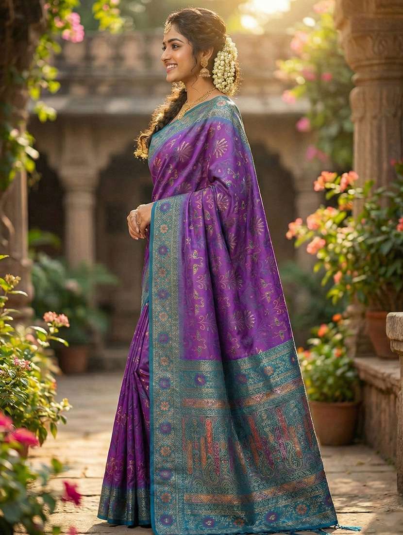 women self design southern silk saree with blouse - 22329339 -  Standard Image - 1