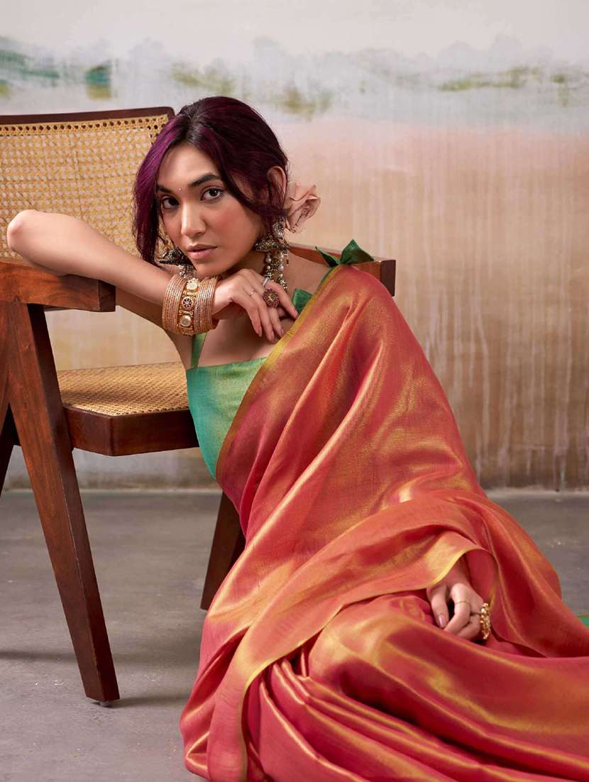 women solid plain saree with blouse - 22329361 -  Standard Image - 1