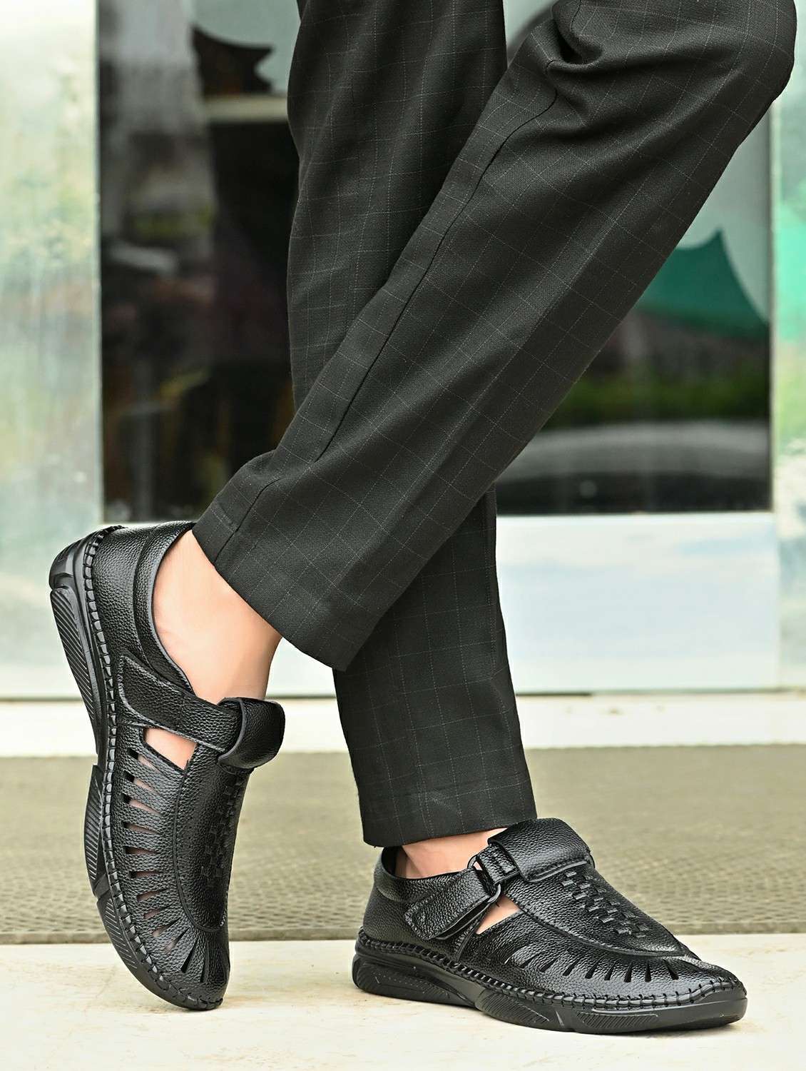 men black slip on sandal - 22329460 -  Standard Image - 1