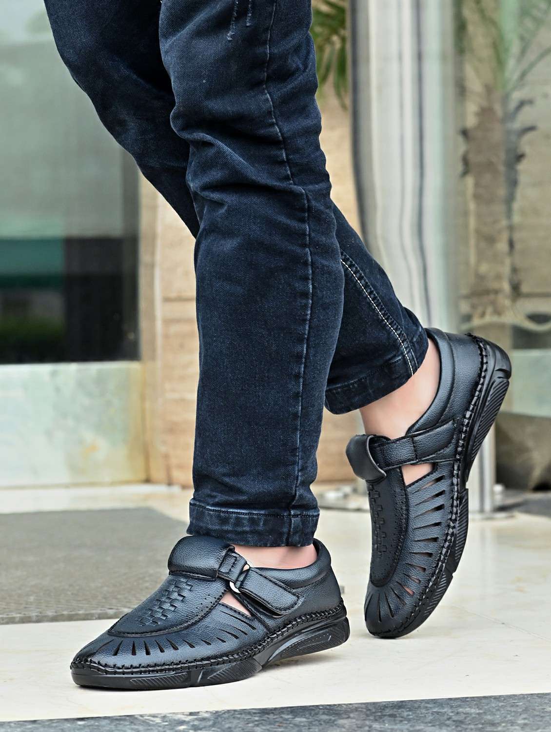 men blue slip on sandal - 22329464 -  Standard Image - 1