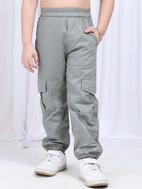 girls plain mid rise regular fit cargo