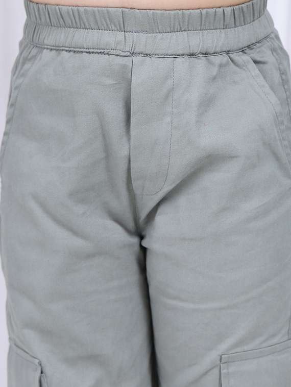 girls plain mid rise regular fit cargo - 22329479 -  Standard Image - 4