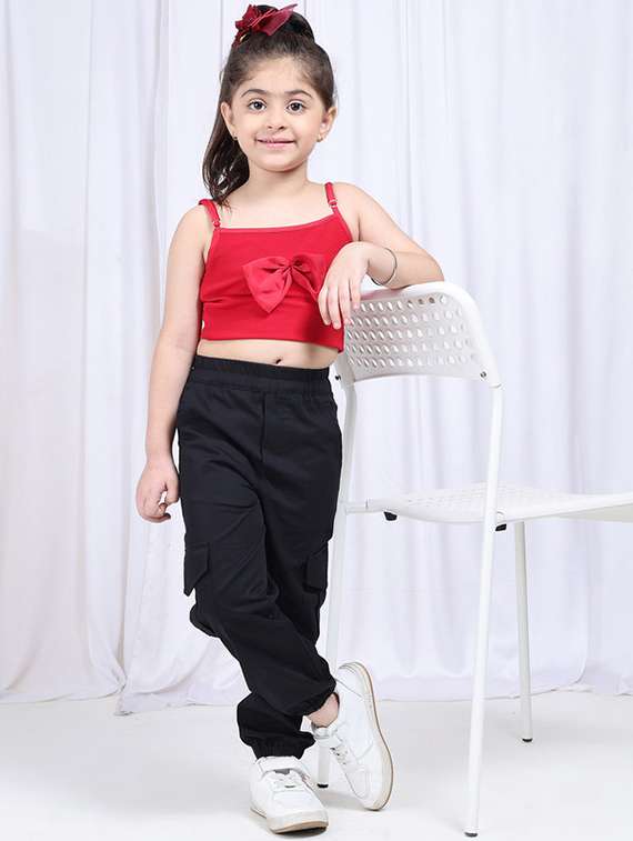 girls solid mid rise cargo - 22329481 -  Standard Image - 4