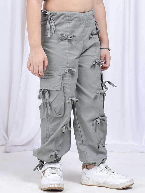 Girls Solid Mid Rise Cargo - 22329485 -  Standard Image - 1