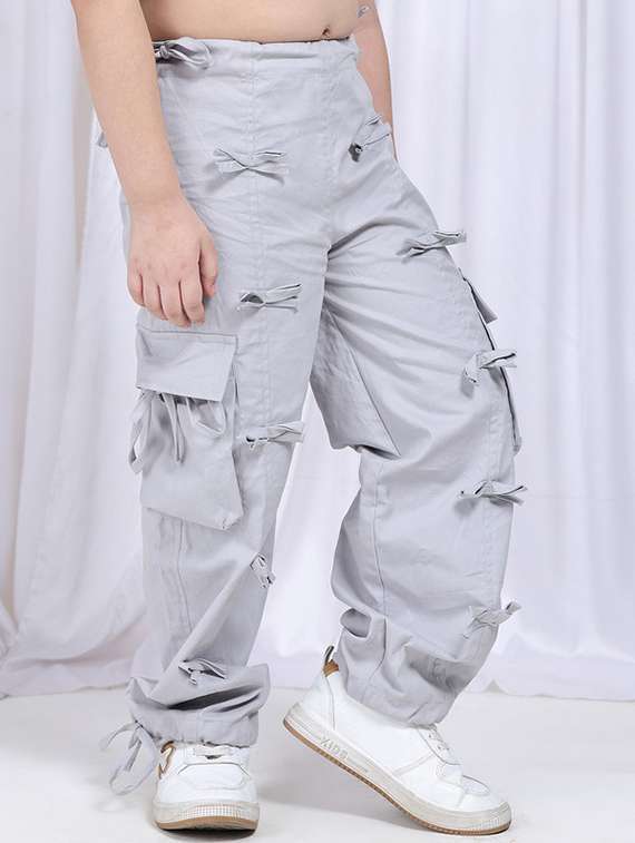 girls solid mid rise cargo - 22329486 -  Standard Image - 1