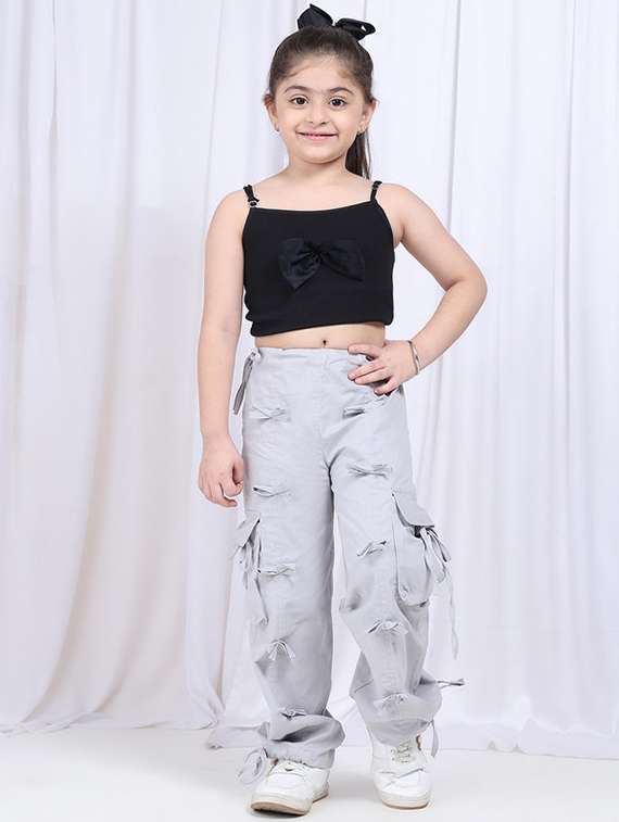 girls solid mid rise cargo - 22329486 -  Standard Image - 4