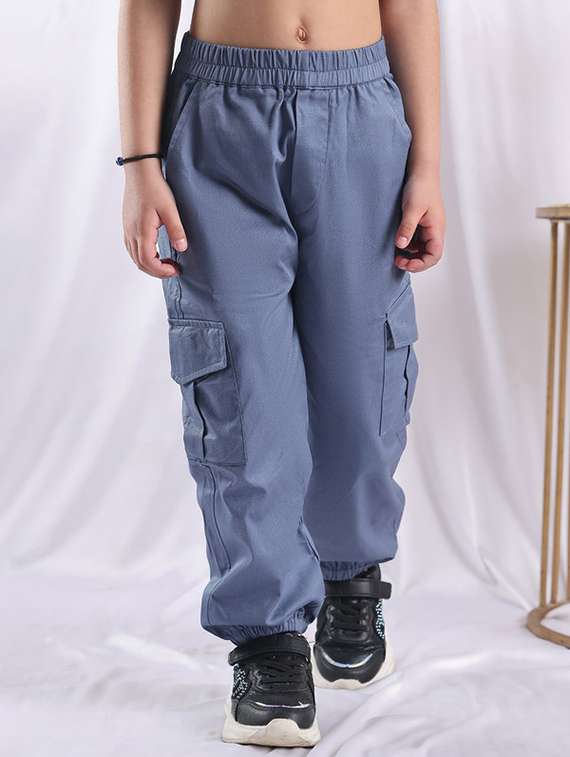 girls solid mid rise cargo - 22329487 -  Standard Image - 1