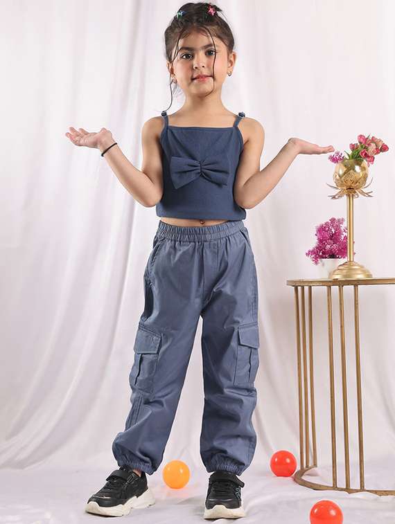 girls solid mid rise cargo - 22329487 -  Standard Image - 4