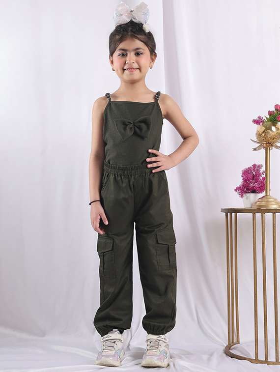 girls solid mid rise cargo - 22329488 -  Standard Image - 4