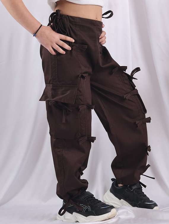 Girls Solid Mid Rise Cargo - 22329490 -  Standard Image - 1