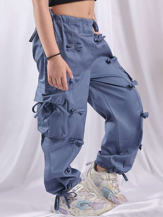 girls solid mid rise cargo - 22329492 -  Standard Image - 1