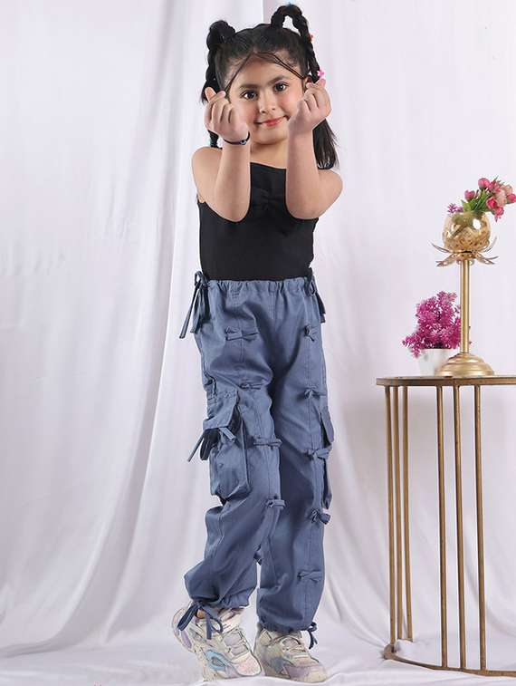 girls solid mid rise cargo - 22329492 -  Standard Image - 4