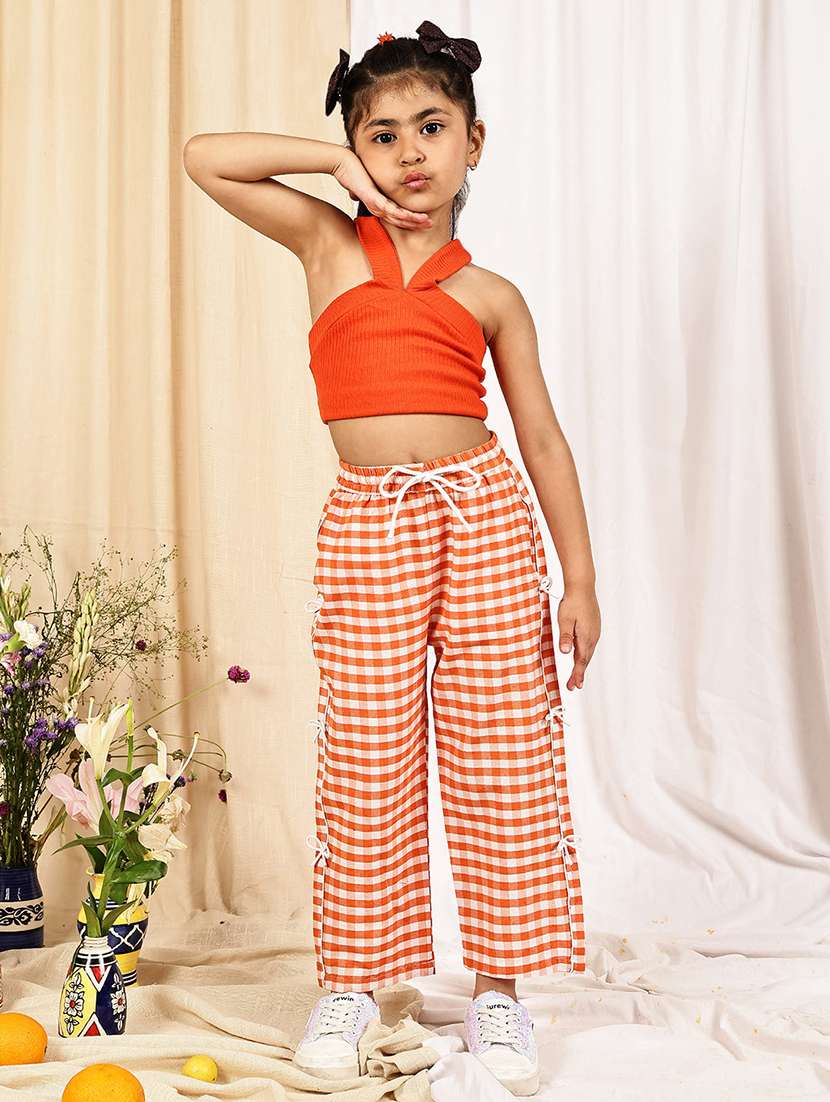 Girls Checkered Mid Rise Straigt Trouser - 22329496 -  Standard Image - 4