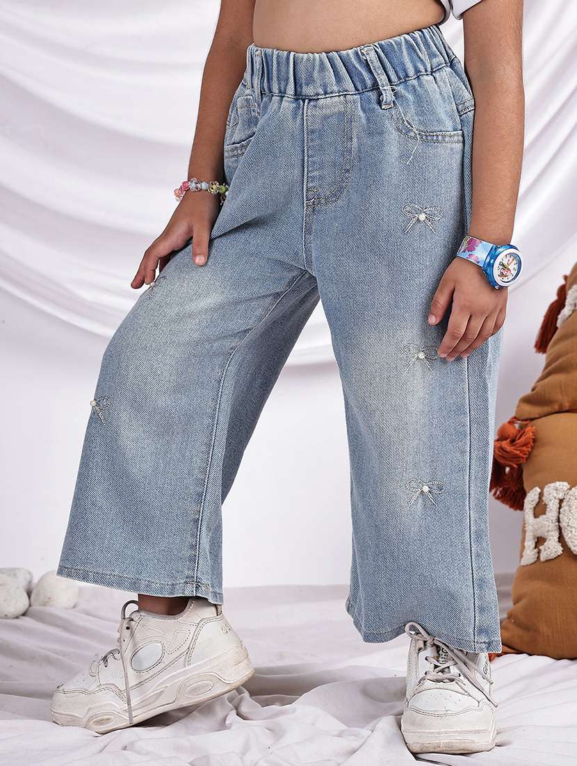 girls solid mid rise wide leg jean - 22329500 -  Standard Image - 1