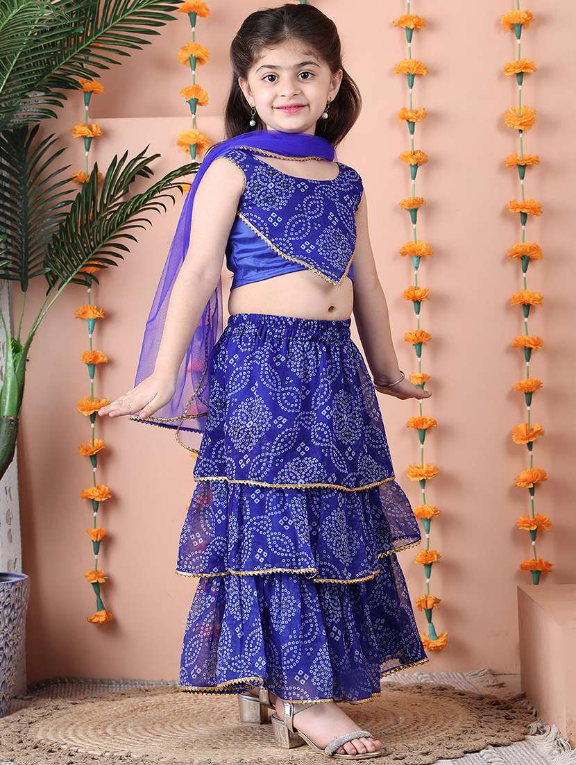 girls printed sleeveless lehenga and choli set with dupatta - 22329509 -  Standard Image - 1