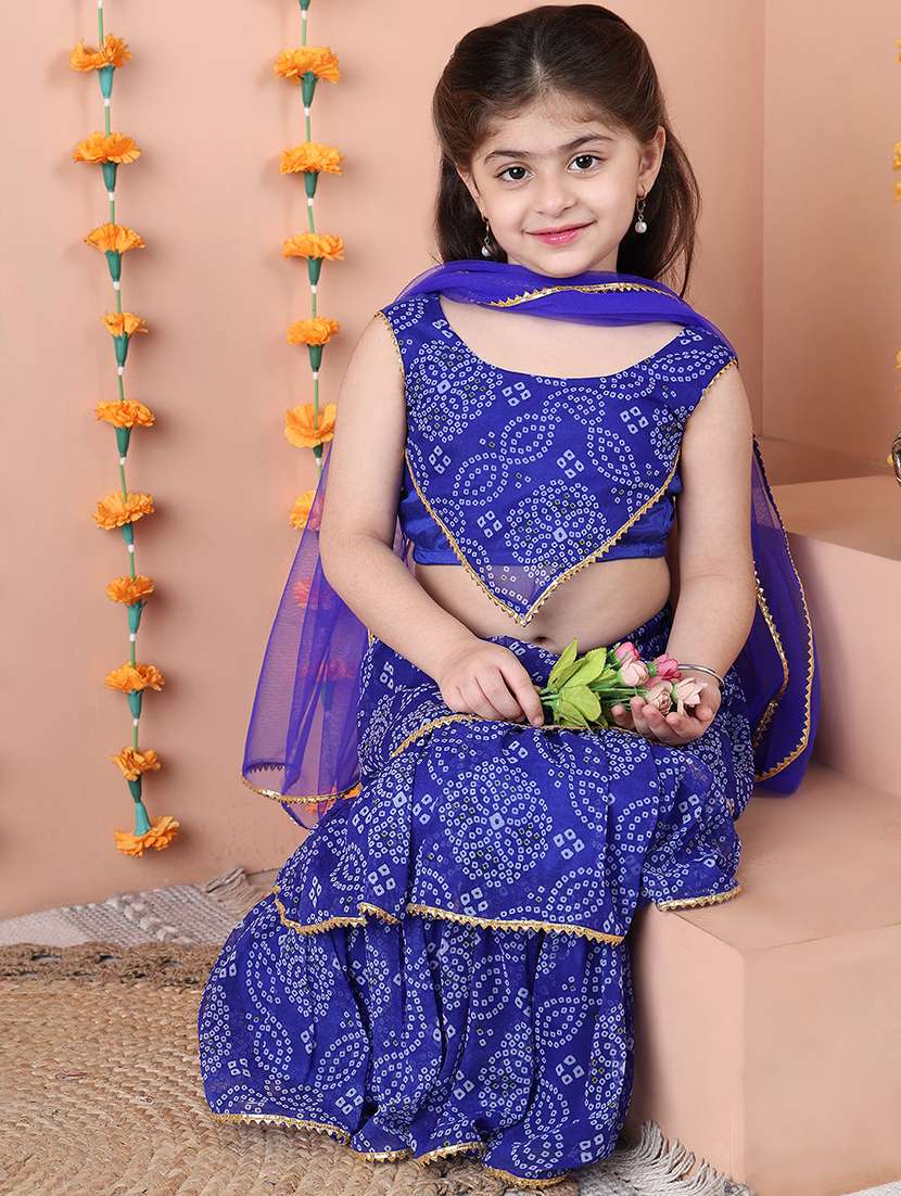 girls printed sleeveless lehenga and choli set with dupatta - 22329509 -  Standard Image - 4