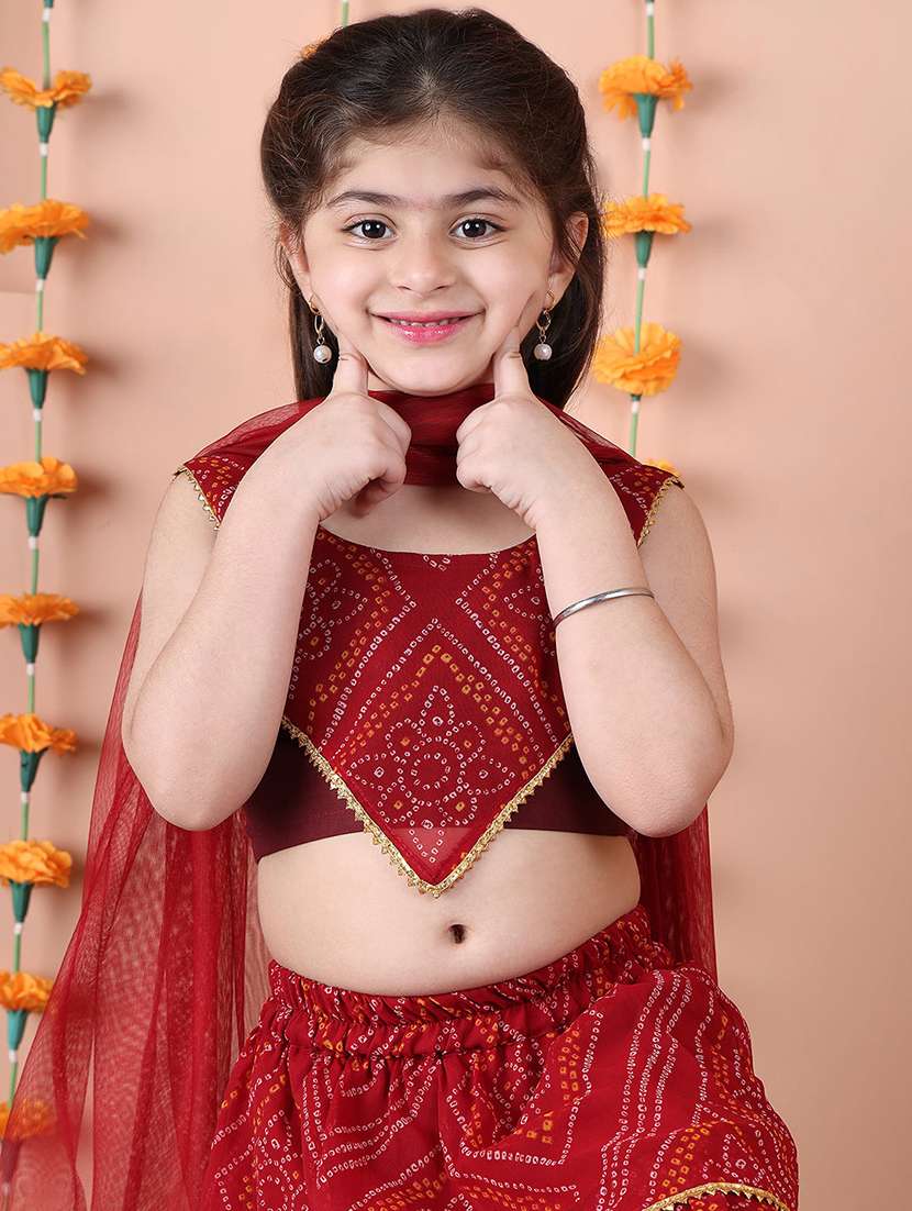girls printed sleeveless lehenga and choli set with dupatta - 22329510 -  Standard Image - 4