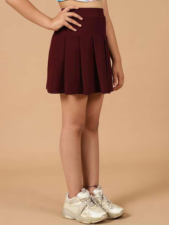 girls solid high rise skater skirt - 22329540 -  Standard Image - 1