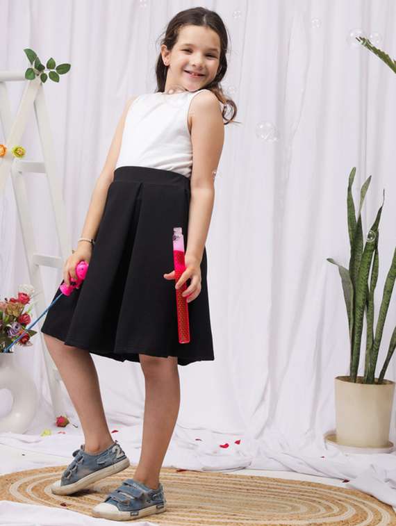 girls solid mid rise pleated skirt - 22329549 -  Standard Image - 1