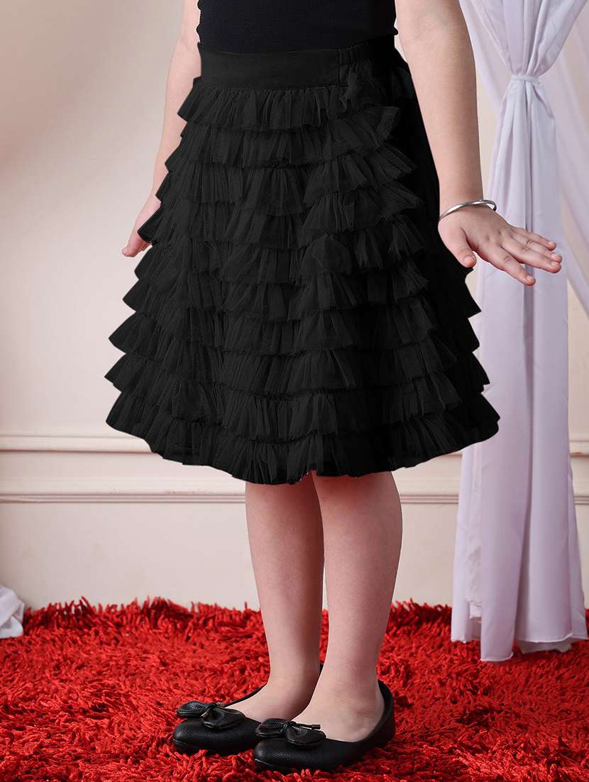 girls solid mid rise ruffle skirt - 22329560 -  Standard Image - 1