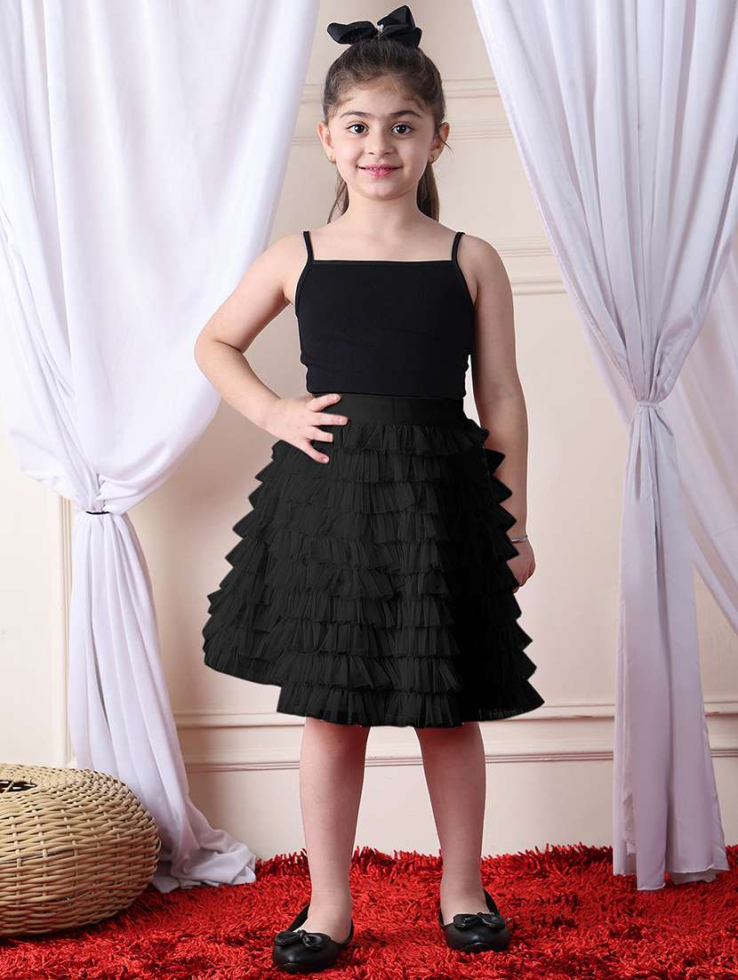 girls solid mid rise ruffle skirt - 22329560 -  Standard Image - 4