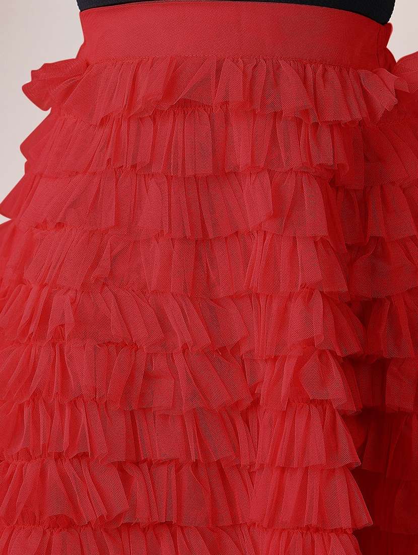 girls solid mid rise ruffle skirt - 22329561 -  Standard Image - 4