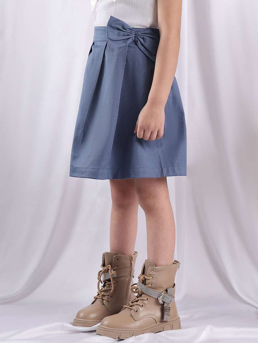 girls solid mid rise pleated skirt - 22329562 -  Standard Image - 1