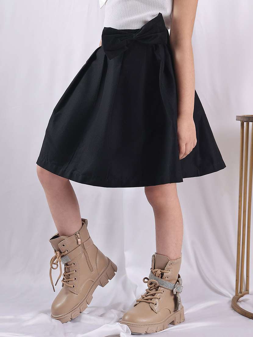 girls solid mid rise pleated skirt - 22329564 -  Standard Image - 1