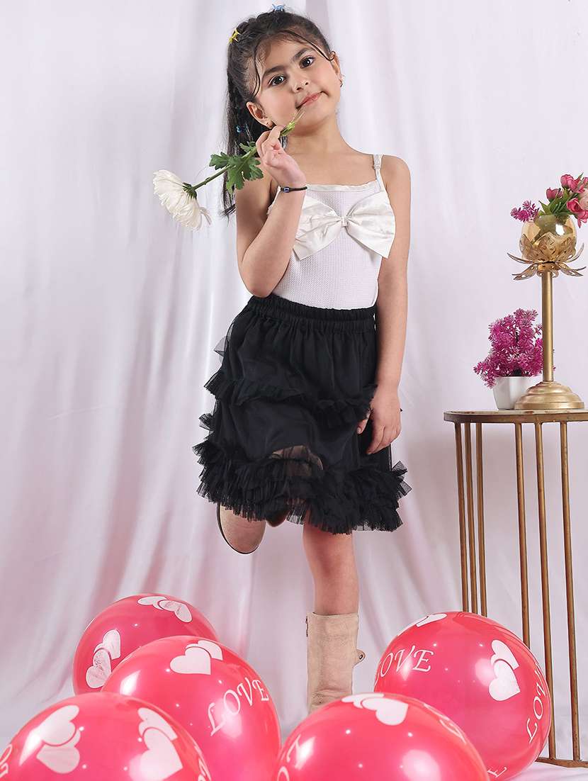 girls solid mid rise ruffle skirt - 22329565 -  Standard Image - 4