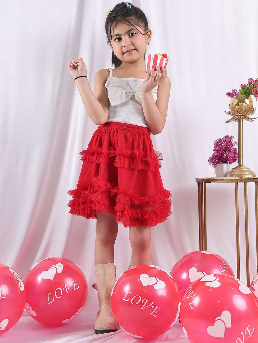 girls solid mid rise ruffle skirt - 22329566 -  Standard Image - 4