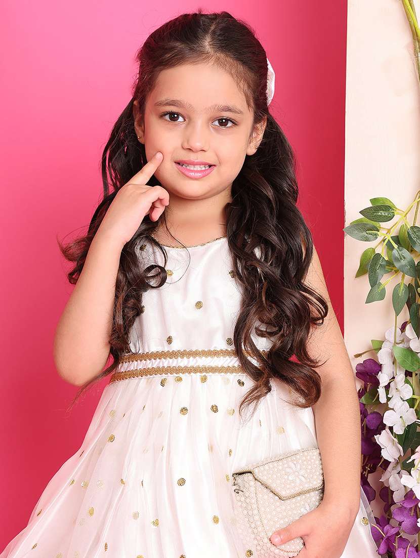 girls solid with work round neck fit & flare dress - 22329575 -  Standard Image - 4