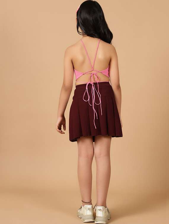 girls solid skirt & top co-ord set - 22329637 -  Standard Image - 4