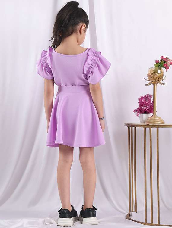 girls solid ruffle sleeve flared dress - 22329678 -  Standard Image - 4