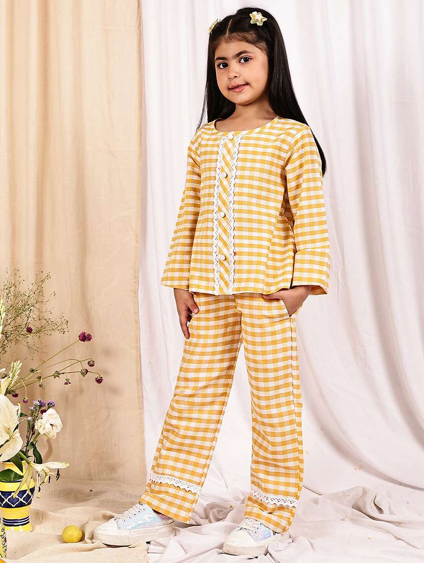 girls checkered long sleeve top & trouser co-ord set - 22329689 -  Standard Image - 4