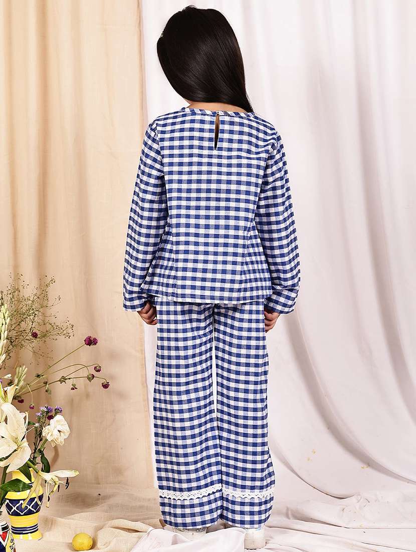 girls checkered long sleeve top & trouser co-ord set - 22329690 -  Standard Image - 4