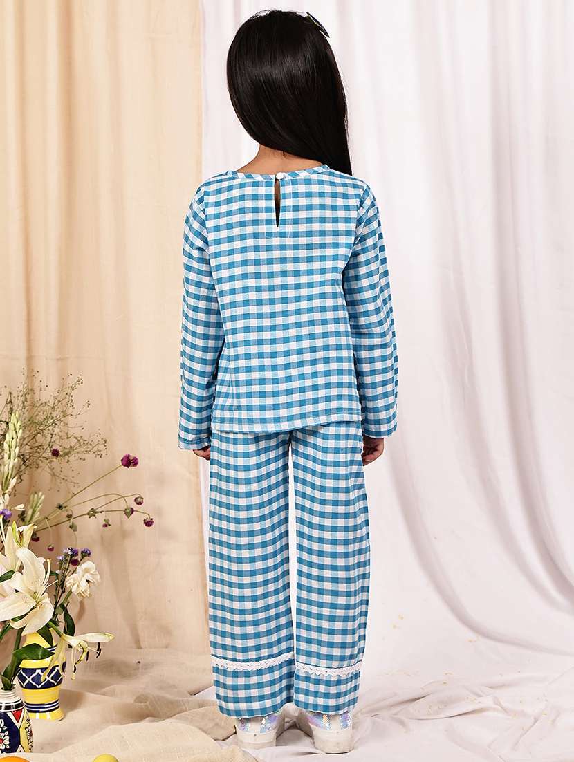 girls checkered long sleeve top & trouser co-ord set - 22329691 -  Standard Image - 4