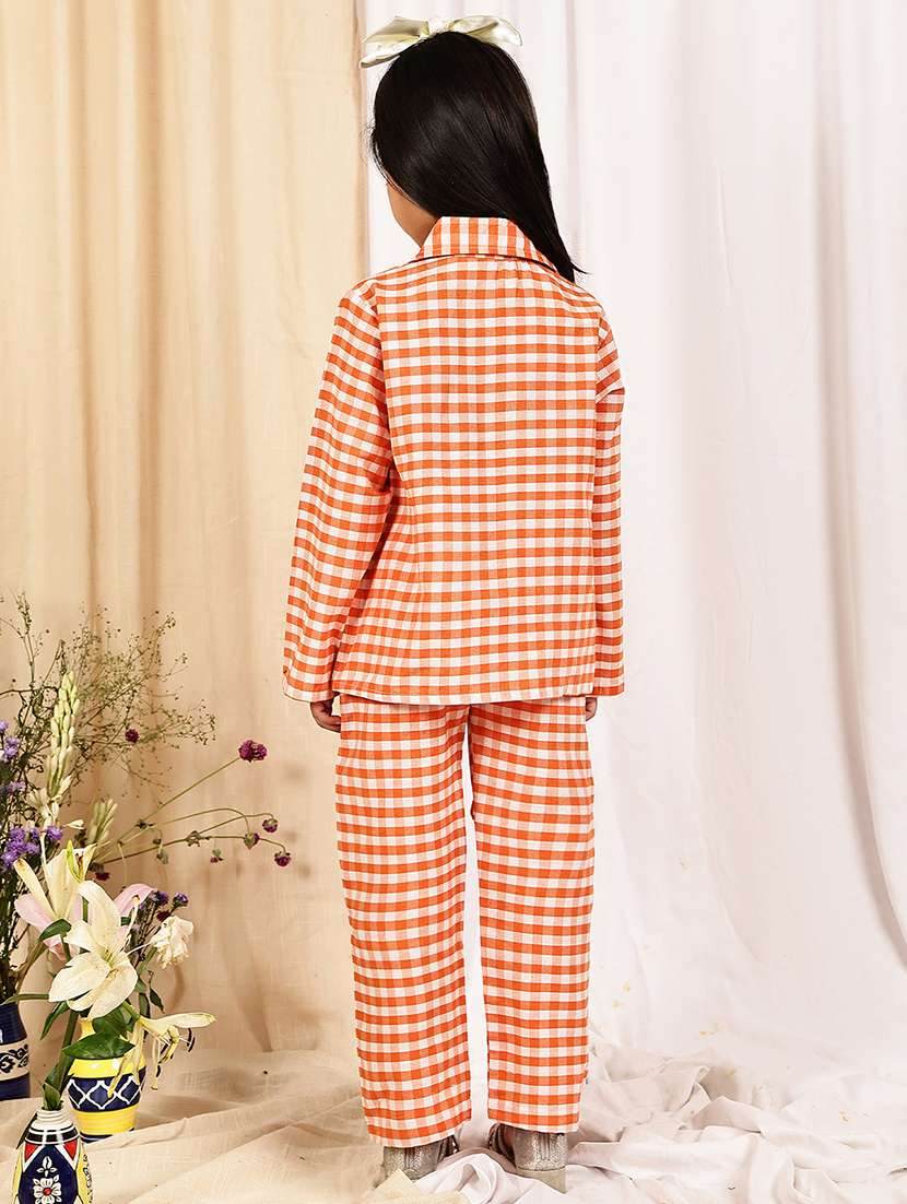girls checkered long sleeve top & trouser co-ord set - 22329694 -  Standard Image - 4