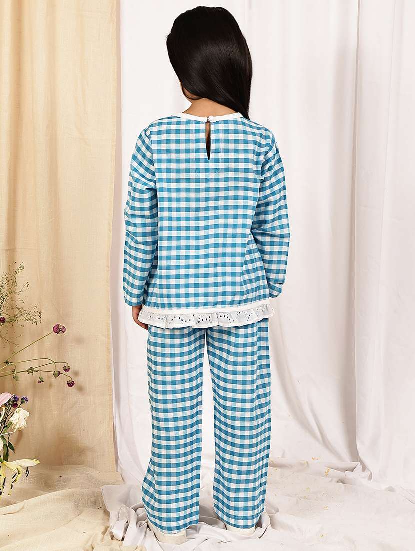 girls checkered long sleeve top & trouser co-ord set - 22329697 -  Standard Image - 4