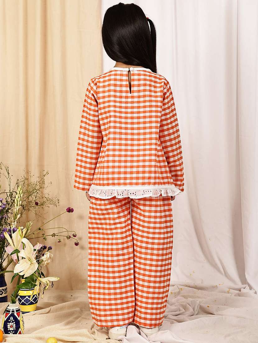 girls checkered long sleeve top & trouser co-ord set - 22329699 -  Standard Image - 4