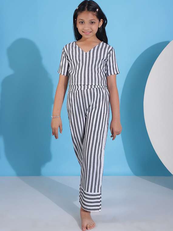 girls striped nightwear pyjama set - 22329715 -  Standard Image - 1