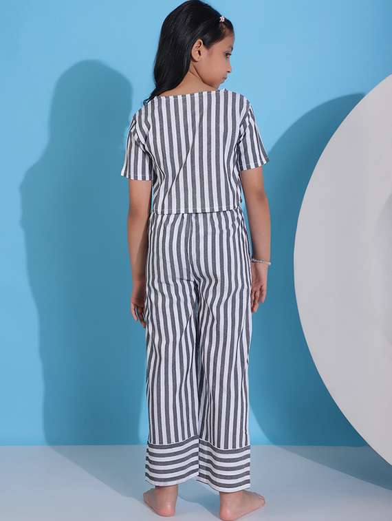 girls striped nightwear pyjama set - 22329715 -  Standard Image - 4