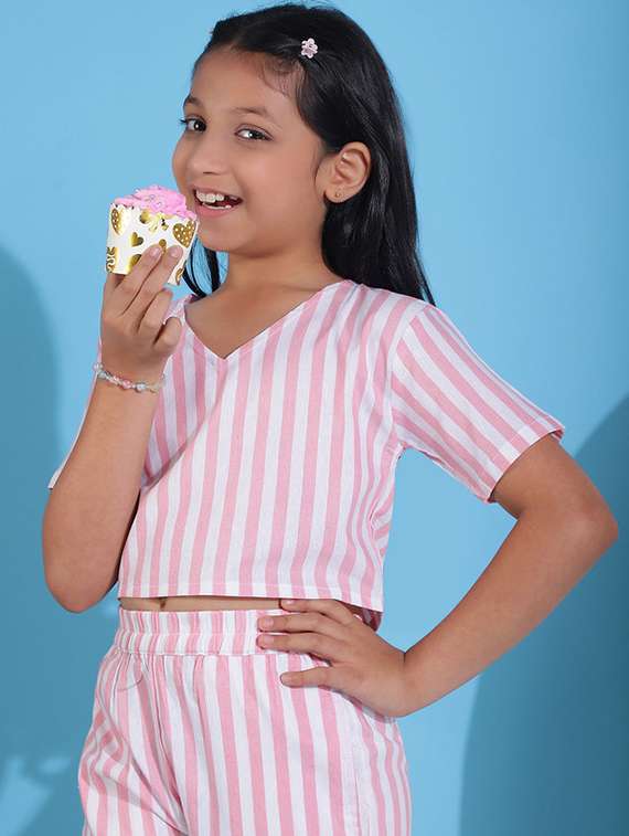 girls striped nightwear pyjama set - 22329717 -  Standard Image - 1