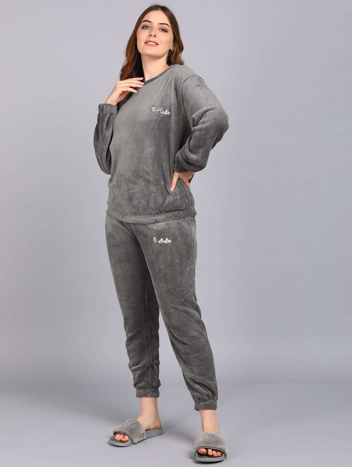 women solid nightwear pyjama set - 22329760 -  Standard Image - 1