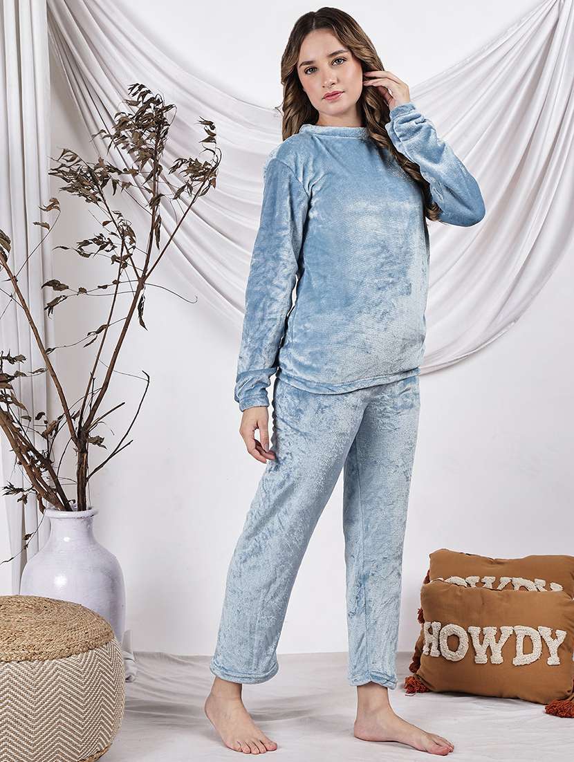 women solid nightwear pyjama set - 22329763 -  Standard Image - 1