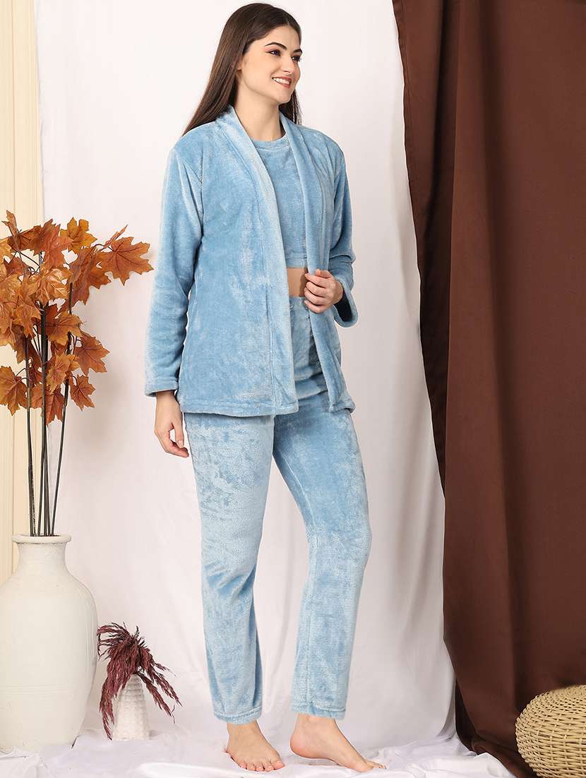 women solid nightwear pyjama set - 22329773 -  Standard Image - 4