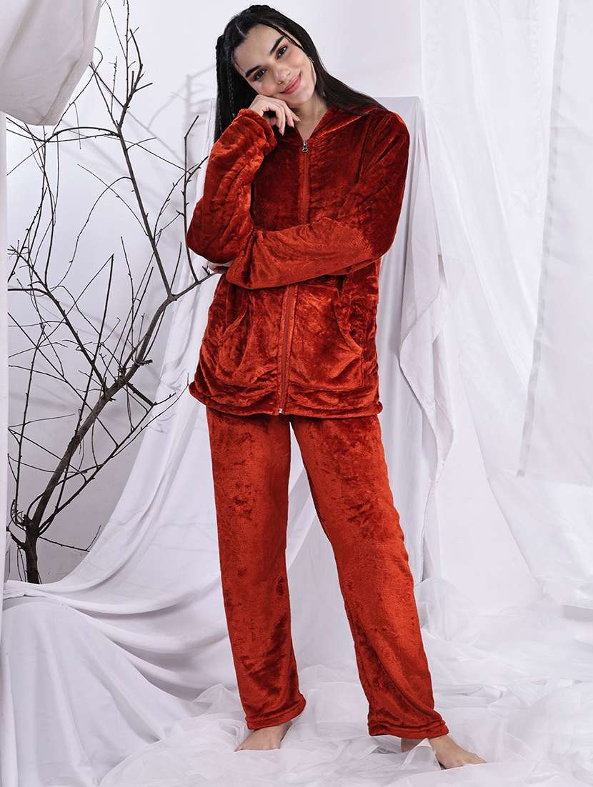 women solid nightwear pyjama set - 22329783 -  Standard Image - 4